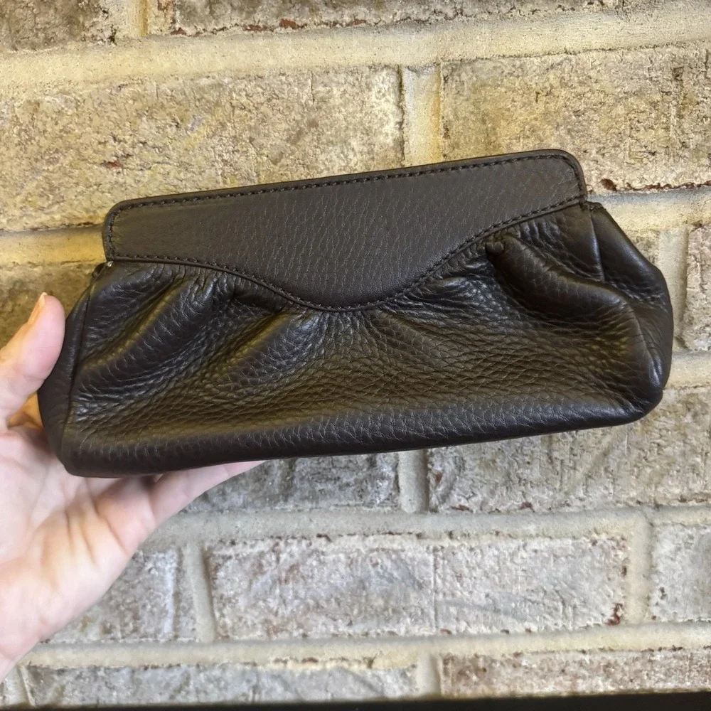 Cole Haan Pebbled Leather - Magnetic Closure - Clutch Bag Small, Brown